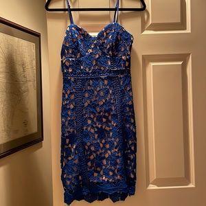 Lulus XS mini royal blue lace dress